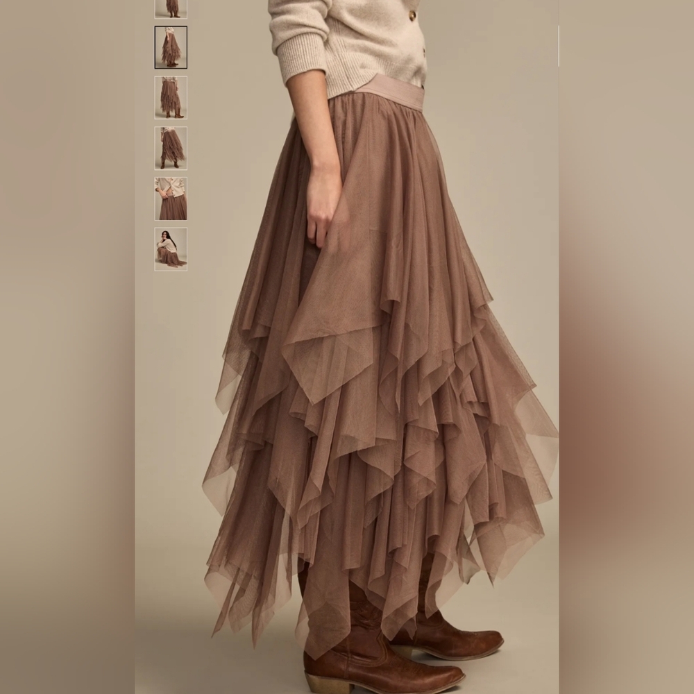 Lucky Brand Ruffle Tiered Mesh Skirt - Picture 2 of 8
